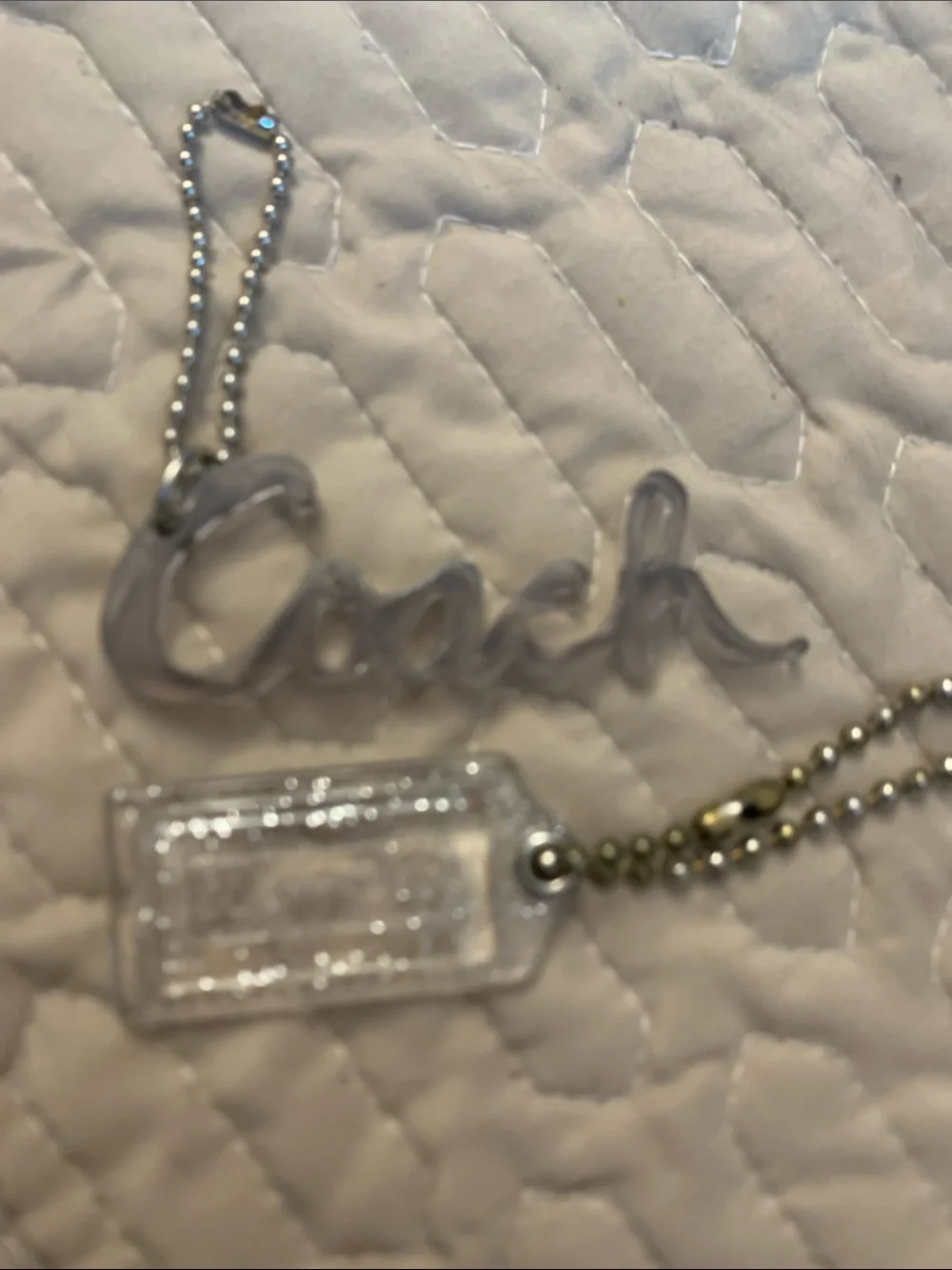 Bundle 2 Coach Clear Acrylic Script Charm and Tag